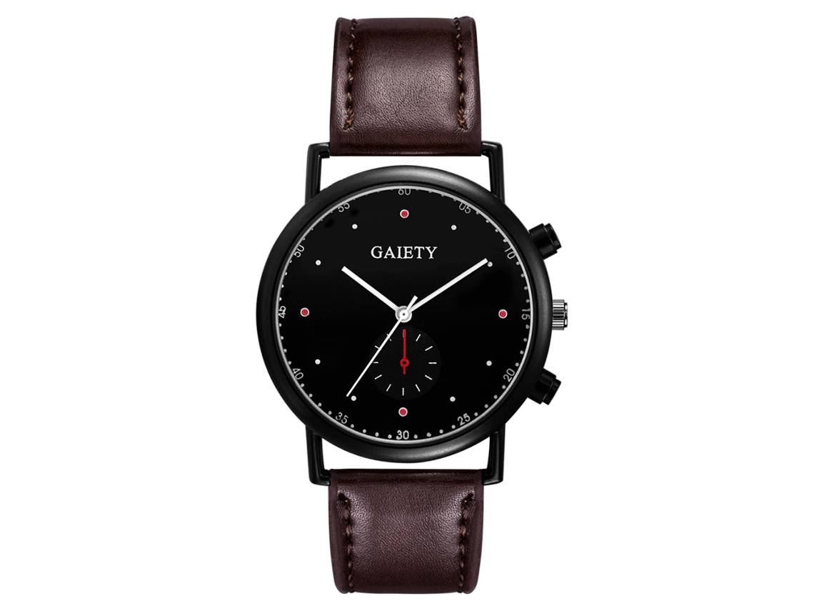 Reloj De Pulsera Analógico De Negocio Estilo Simple Con Correa Pu Marrón Oscuro