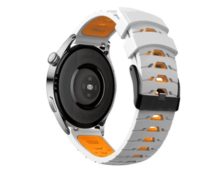 Correa de Silicona color dual con agujeros trapezoidales de tres filas para Huawei Watch GT Runner/Garmin Venu 2/Vivoactive 4 - blanco/naranja