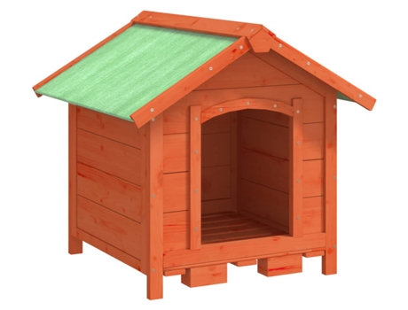 Caseta para perros madera maciza de pino marrón (65x65x61,5 cm)