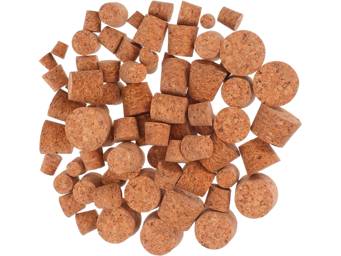 80 Tapones Cónicos De Corcho Natural Para Botellas, Reutilizables.