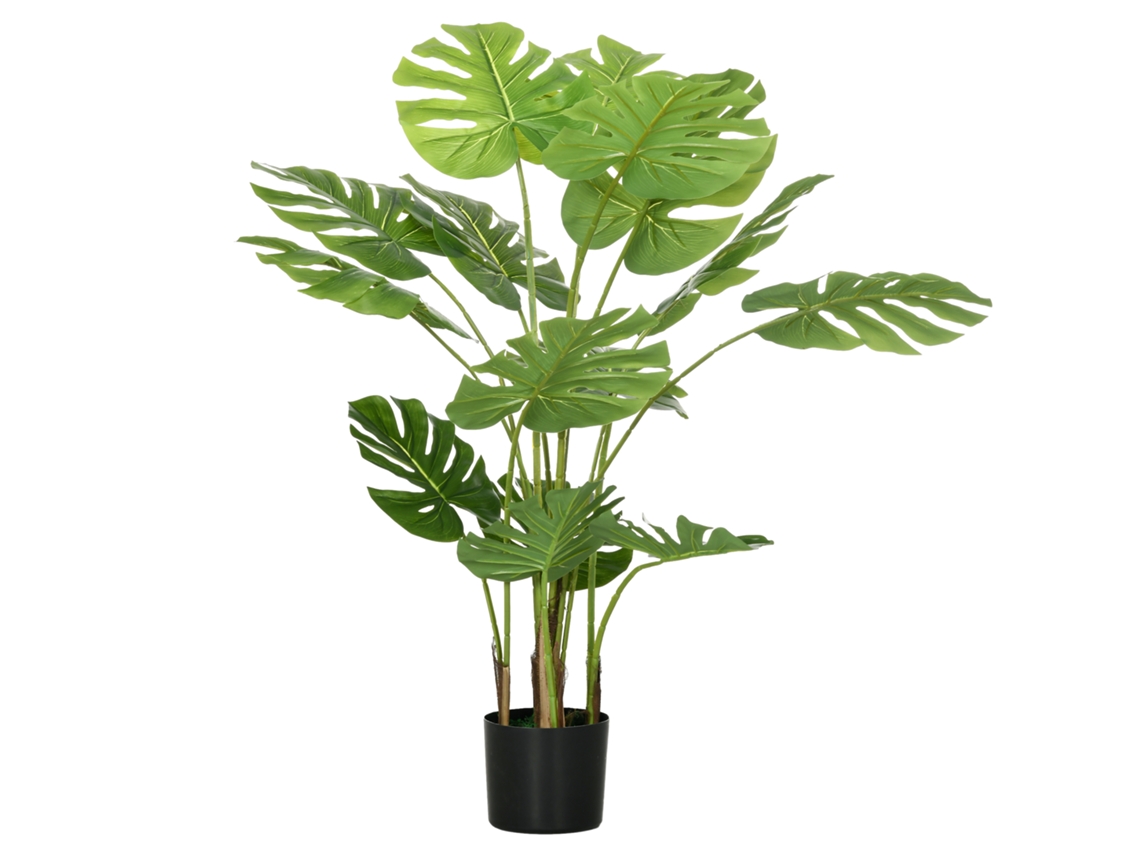 Monstera artificial de 120 cm en maceta de musgo para salón, color verde, VELTRIX