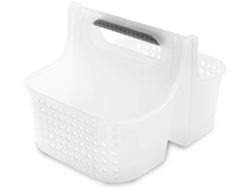 Cestas de almacenamiento portátiles con asas, marco de plástico resistente, organizador multiusos para baño y cocina (gris)
