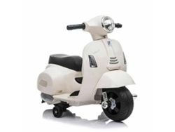 DEVESSPORT Moto Eléctrica Vespa para Niños 18-36 Meses con Batería 6V, Luces, Bocina y 4 Ruedas Blanca