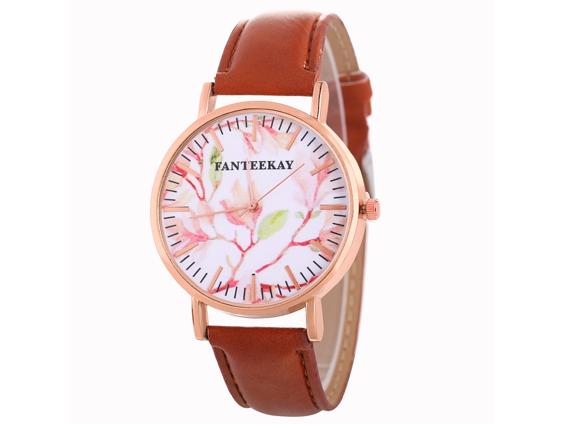 Reloj De Pulsera De Cuarzo Para Mujer Zhoulianfa Con Correa De Pu Y Esfera Redonda (marrón Oscuro).