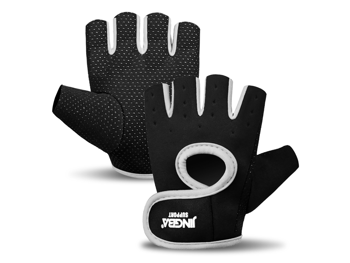 (blanco M) Guantes De Fitness Unisex Con Cuatro Aberturas Para Mayor Transpirabilidad, Fabricados En Nailon Y Elastano.