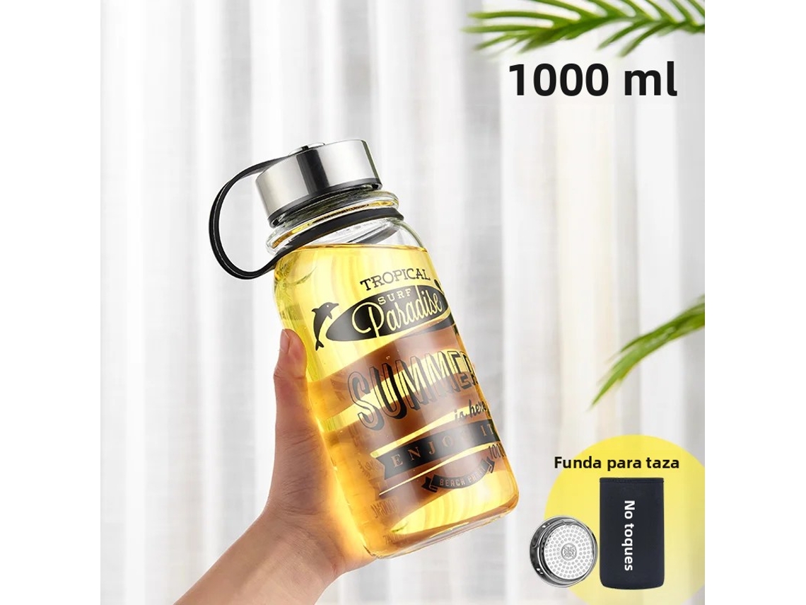 Garrafa de Água de Vidro , Grande Capacidade, À Prova de Vazamentos, Portátil. MDUG (1000ml)