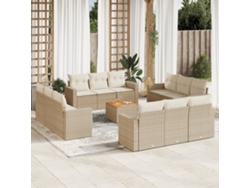 Conjunto de 13 sofás de jardín con cojines de mimbre beige de DKD Home Decor