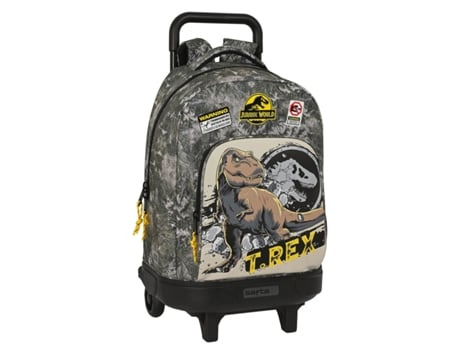 Mochila Escolar con Ruedas JURASSIC WORLD Warning (Gris - Poliéster 300D)