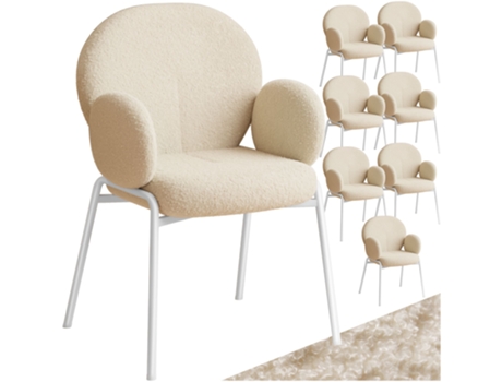 Juego de 8 Sillas Scandi tapizadas, con tela bouclé TECTAKE