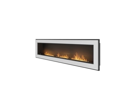 Chimenea mural de bioetanol empotrable RAME 180 Blanca con cristal OUTINFIRE