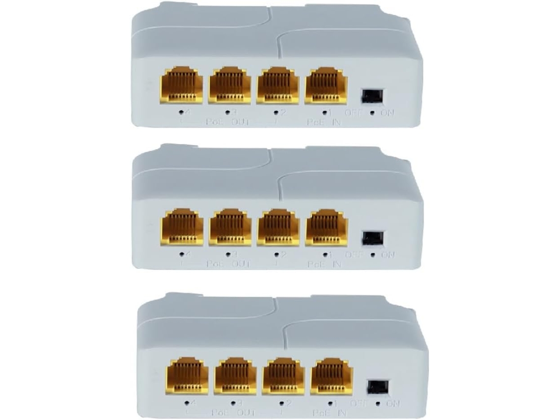 Extensor Poe Gigabit De 4 Puertos 10/100/1000 Mbps, 1 Entrada, 3 Salidas
