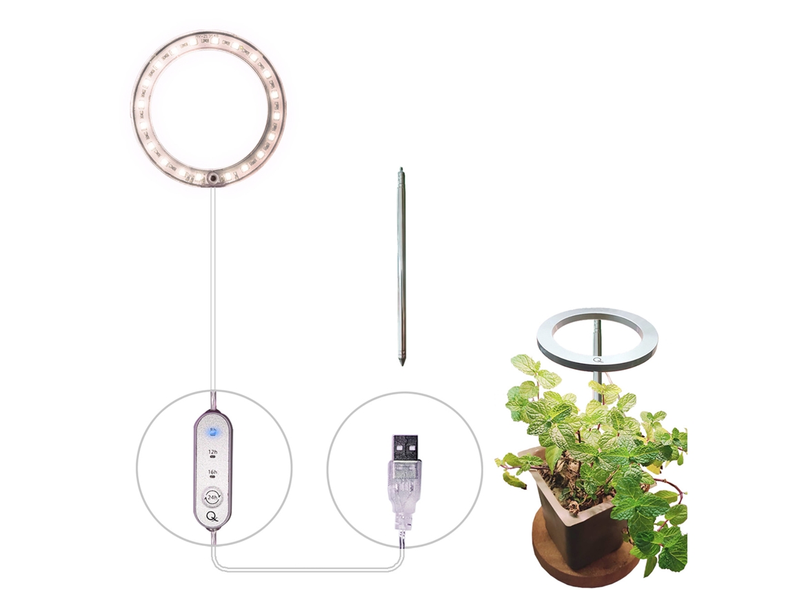 Lámpara Led De Espectro Completo De 5 V Y 53,55 Lm/w Para Cultivo De Plantas, Fabricada En Abs, Con Interruptor Temporizador.