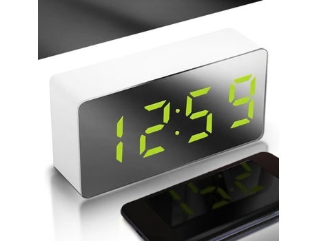 HURRISE Reloj Despertador LED con Espejo Reloj Despertador Digital Multifuncional Mini Reloj Despertador Electrónico para Dormitorio Sala de Estar ...