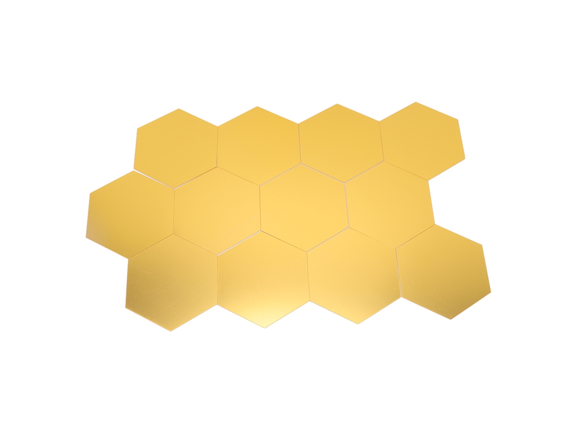 12 Pegatinas De Espejo Hexagonales Xl Doradas De 15 Cm De Acrílico Para Pared, Ideales Para Cocina, Baño, Dormitorio Y Sala De Estar.