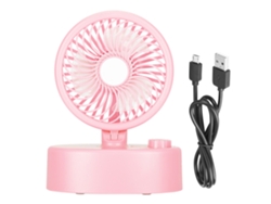 Ventilador Giratorio Oscilante De Viento Fuerte Con Carga Usb, Enfriador Con Ajuste Continuo Y Luz Rosa