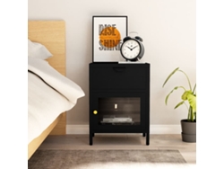 Mesa de Cabeceira LOVELY HOME Mesinha 40X30X54,5 Cm Vidro e Aço Preto