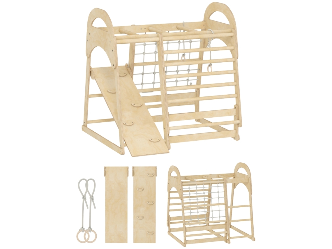Estructura Escalada Interior 6 En 1 Madera Tobogán Escalera Niños