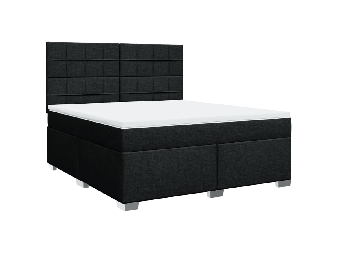 Maison Exclusive - Cama Box Spring Con Colchón Tela Negro 180x200 Cm