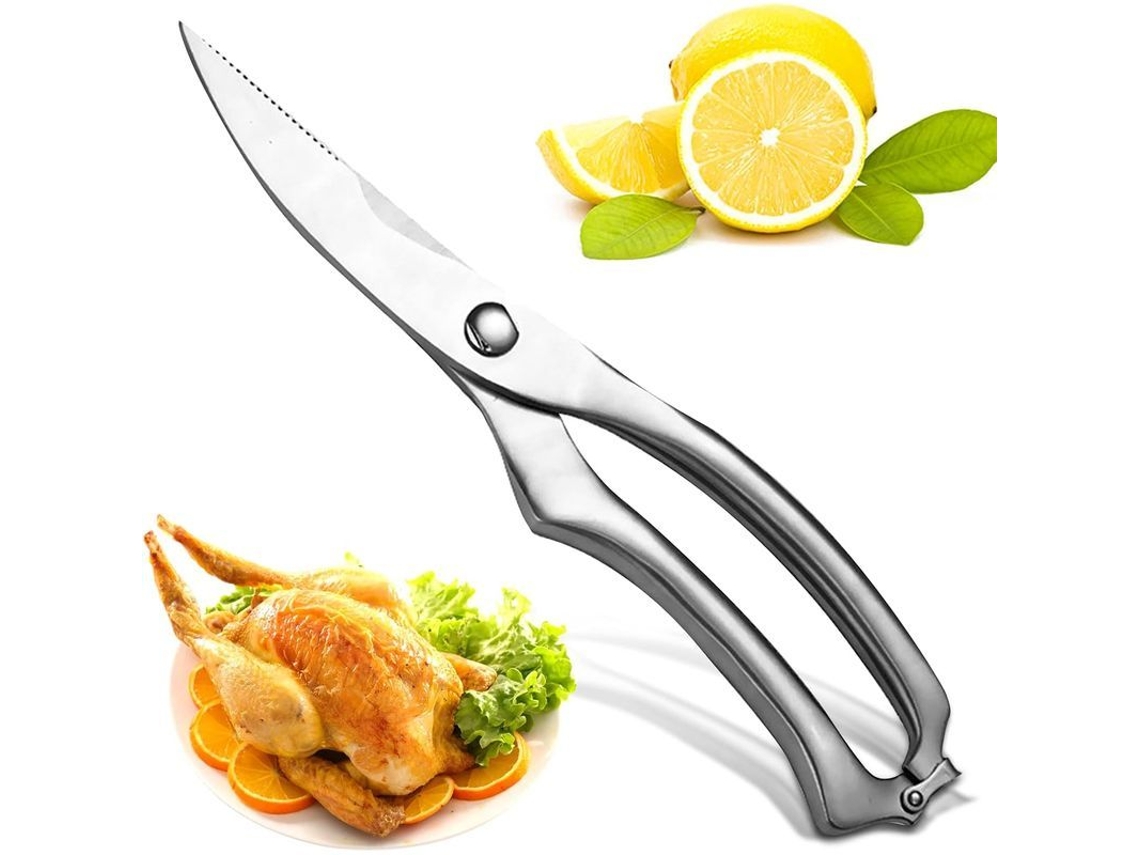 Tijeras de cocina multifuncionales Rebe, afiladas en acero inoxidable, para pollo, carne, huesos, verduras y hierbas.