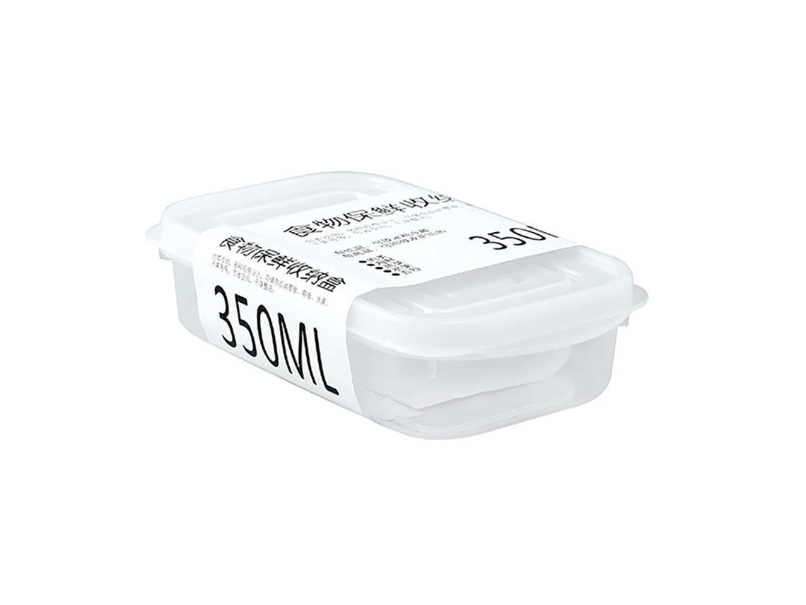 Recipiente de plástico transparente para almacenar alimentos con tapa, 350 ml, para refrigerador, sin marca.