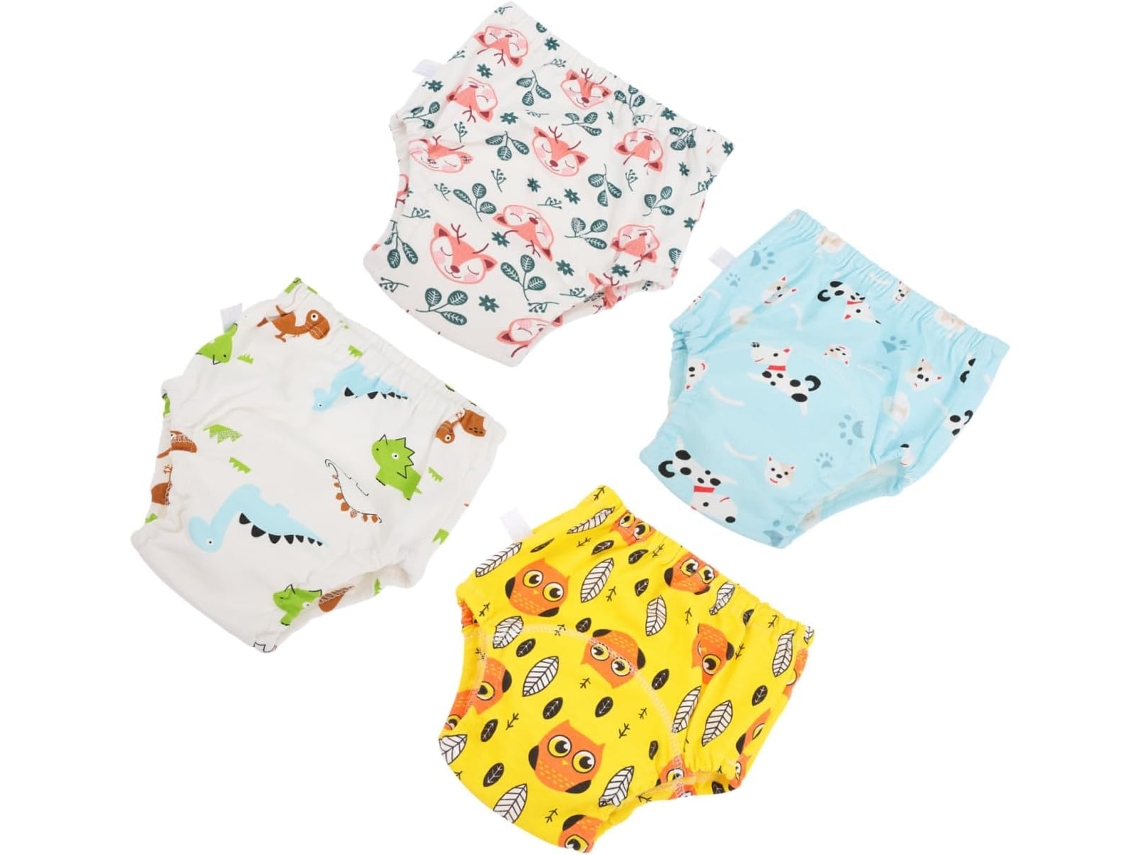 Juego De 4 Pañales De Entrenamiento Lavables Para Bebé, De Algodón Impermeable Y Transpirable.