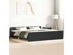 Estructura De Cama Con Cabecero Y Piecero Negro 160x200 Cm