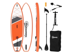 Tabla De Sup Hinchable Con Asiento Y Remo, Accesorios De Plástico Eva, 320x82x15cm, Naranja.