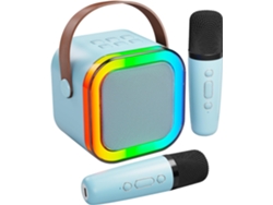 Mini micrófono Bluetooth portátil y altavoz para cantar con 2 micrófonos para todos los teléfonos inteligentes (rosa) (azul) IKIKSO