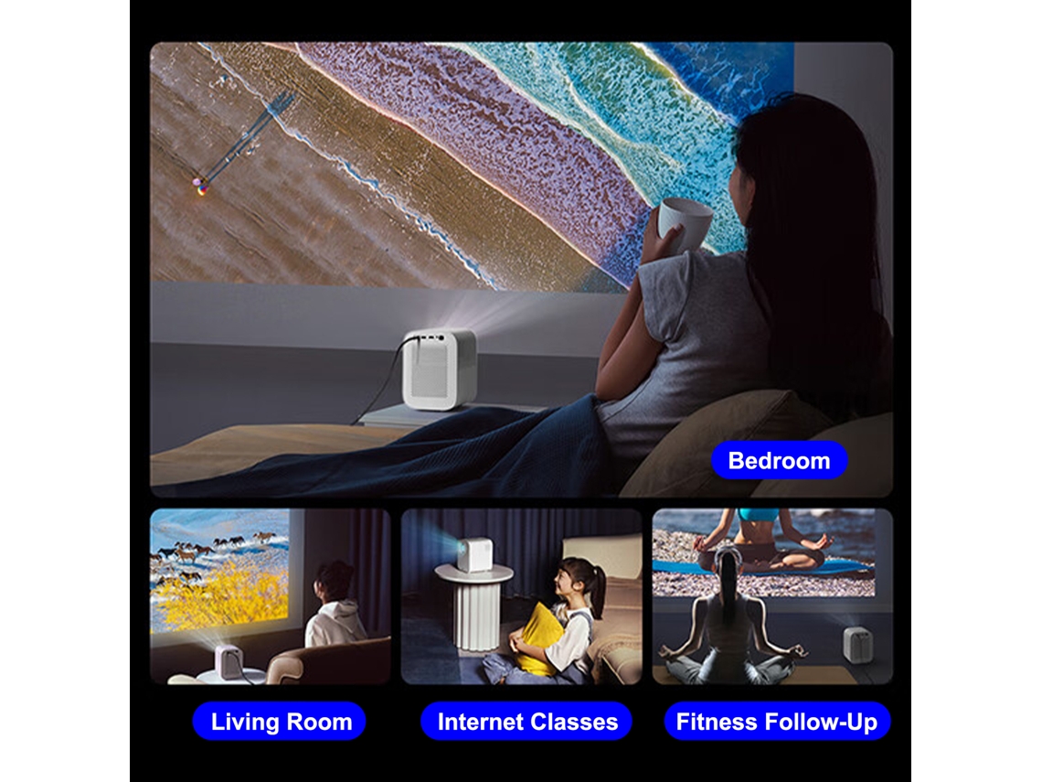 Proyector LCD para el hogar con enfoque y corrección trapezoidal automática