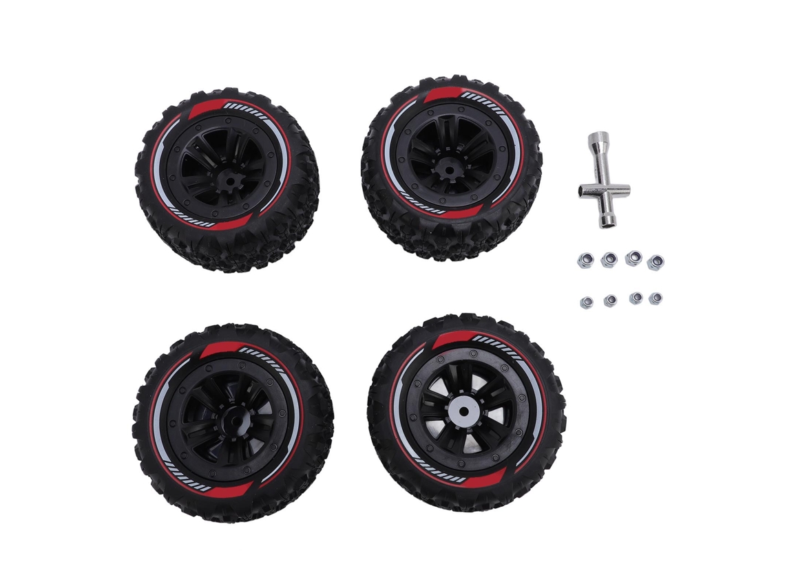 Juego De 4 Neumáticos Para Coche Rc Con Tuercas M3 Y M4, Goma Universal Para Crawler 1/14 Y 1/16, Color Negro.