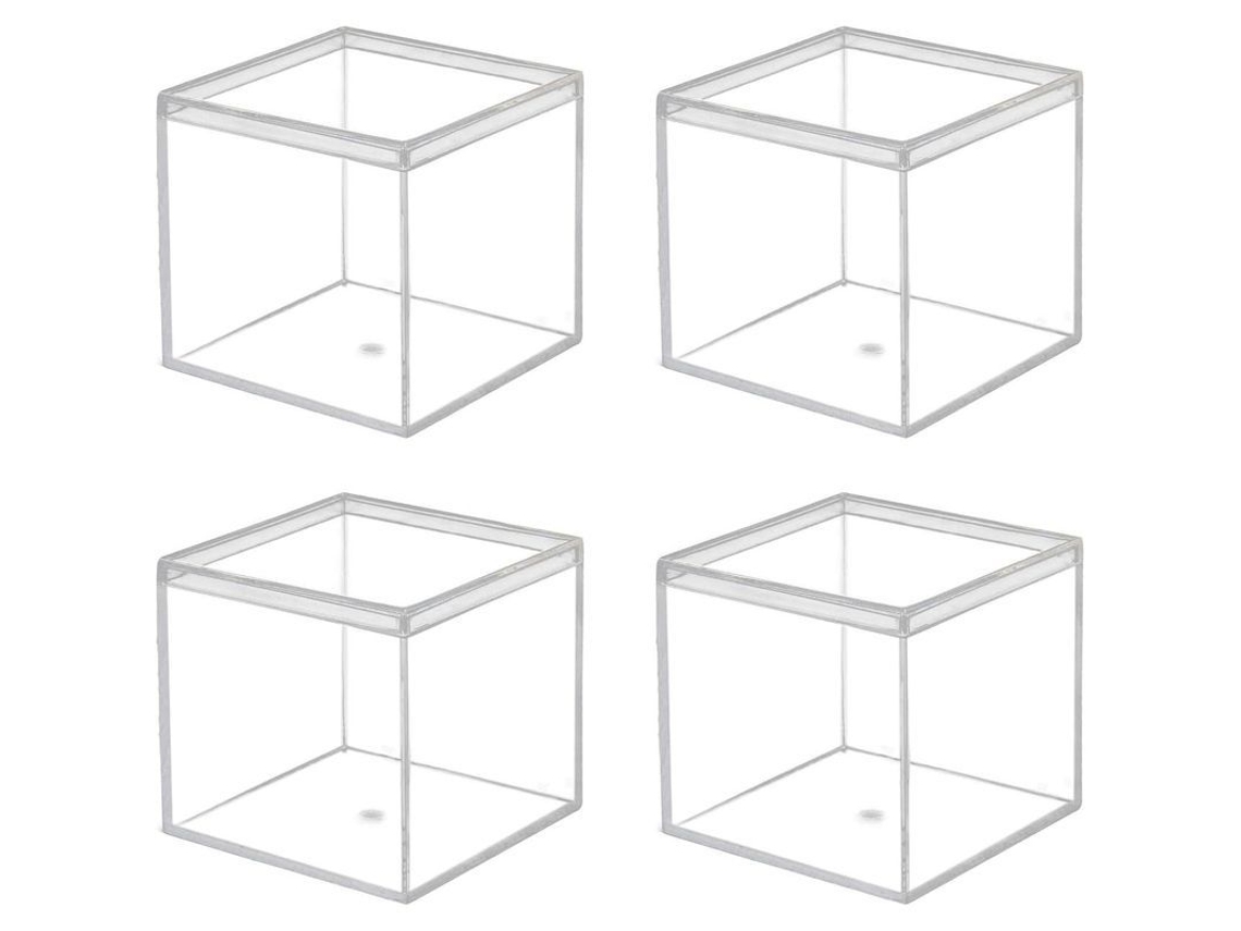 2026-4 Cajas De Almacenamiento Cuadradas De Plástico Acrílico Transparente Con Tapa, 5.5x5.5x5.5 Cm, Para Caramelos, Píldoras Y Objetos Pequeños