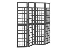 Biombo divisorio de ambientes, partición de 4 paneles, celosía de madera de abeto negro, Dec031200