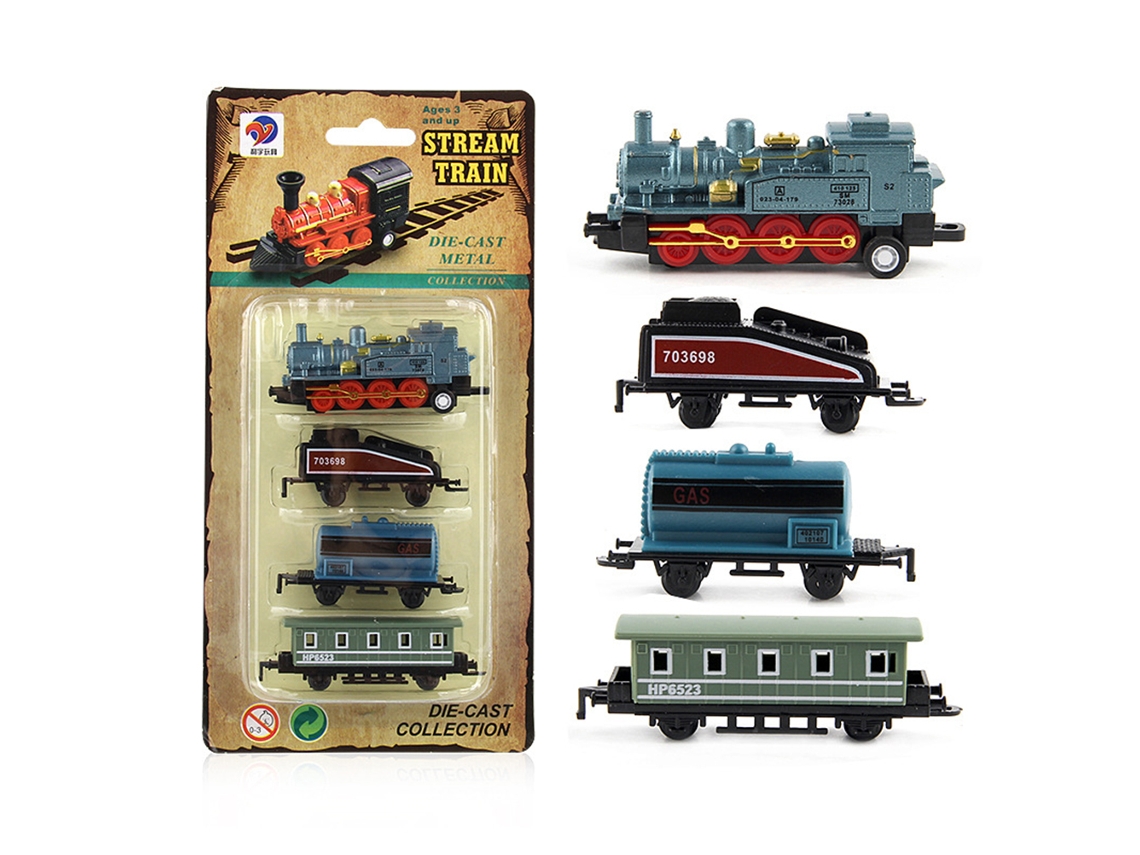 Mali Brinquedo de Trem a Vapor Retro Simulação Pull Back set para Crianças Presente
