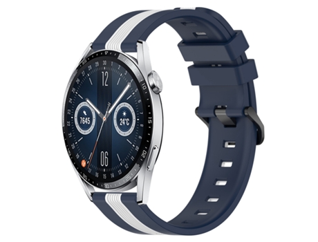 Correa de reloj inteligente para Huawei Watch GT3 42 mm 20 mm Correa de reloj de silicona vertical de dos colores (azul + blanco)