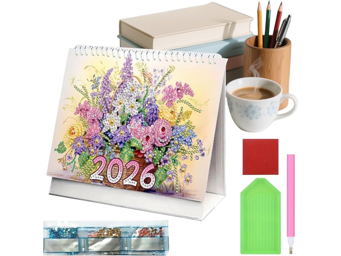 Calendario De Arte Con Diamantes De Imitación 2026, Planificador De 12 Meses, Mensual Para Hacer Tú Mismo