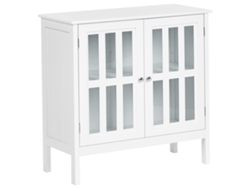 Vitrina Beliani Miram con frente de vidrio en MDF blanco 80x36x78