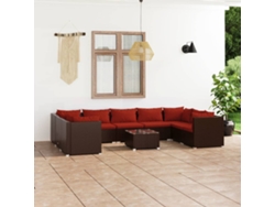 Conjunto de jardín de 10 piezas con cojines de mimbre marrón de DKD Home Decor