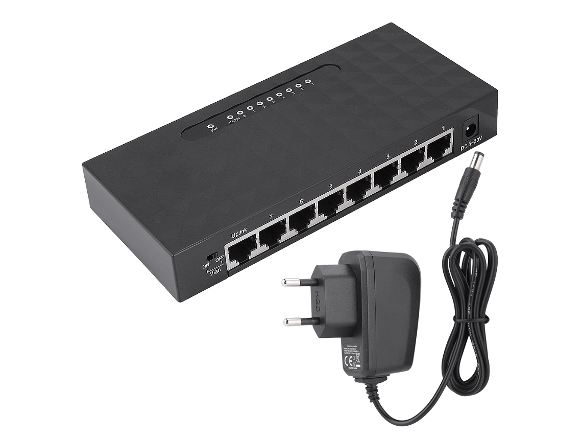 Conmutador De Red Inteligente De 8 Puertos 10/100/1000mbps Gigabit Ethernet Rj45 Plug And Play