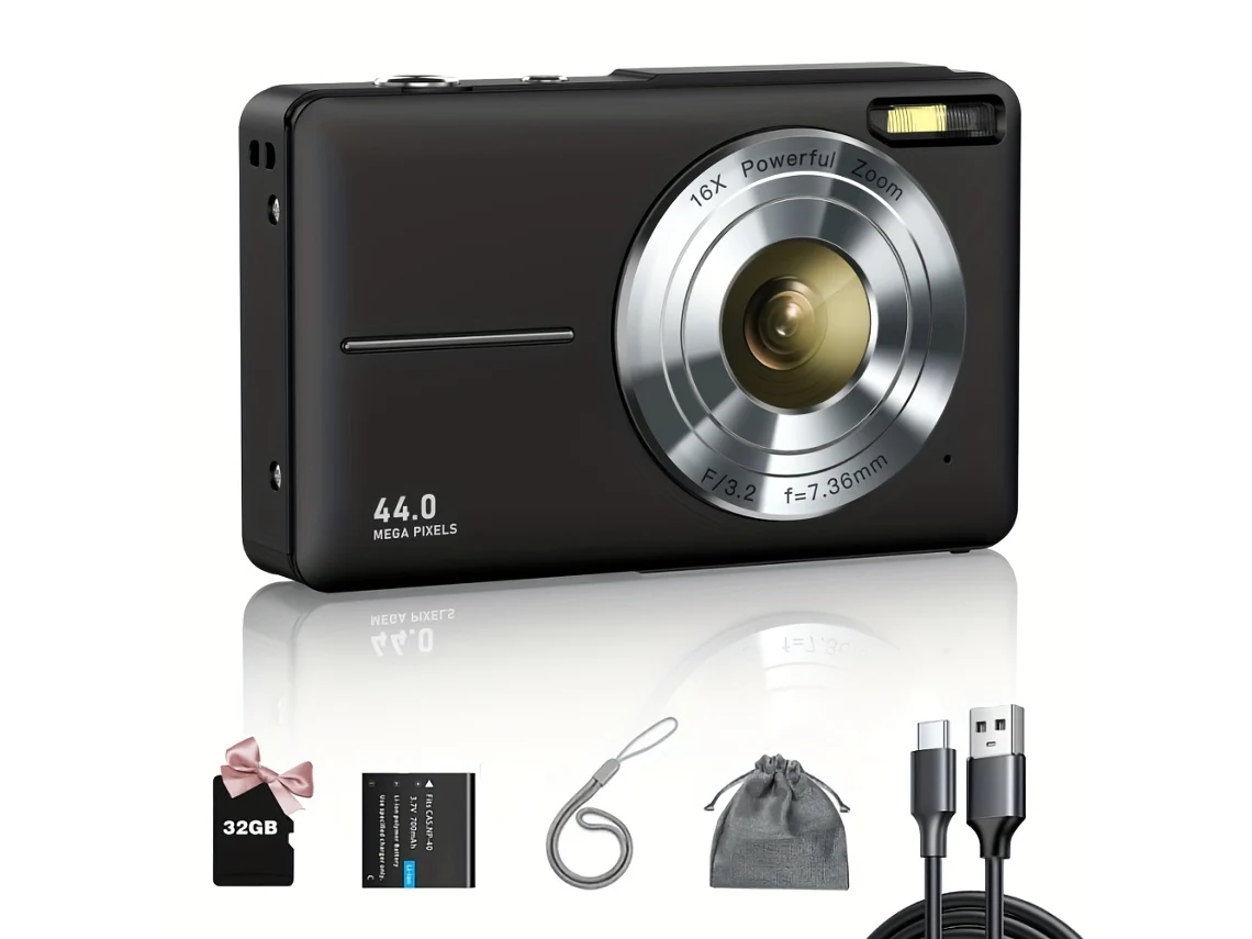 Câmara Digital Eifson Foto Y Vídeo Hd 1080p Zoom 16x Tarjeta De Memoria De 32 Gb Negro