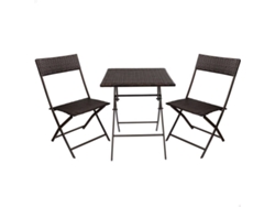 Set Mesa + Sillas de Terraza AKTIVE Marrón (60x60x72 cm - Acero y Rattan)