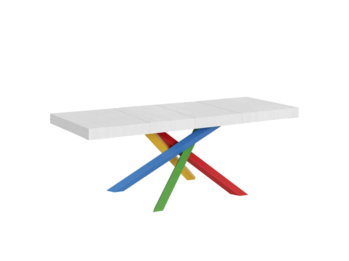Mesa extensible 90x180/284 cm Volantis Premium Fresno Blanco estructura multicolor 4/B ITAMOBY