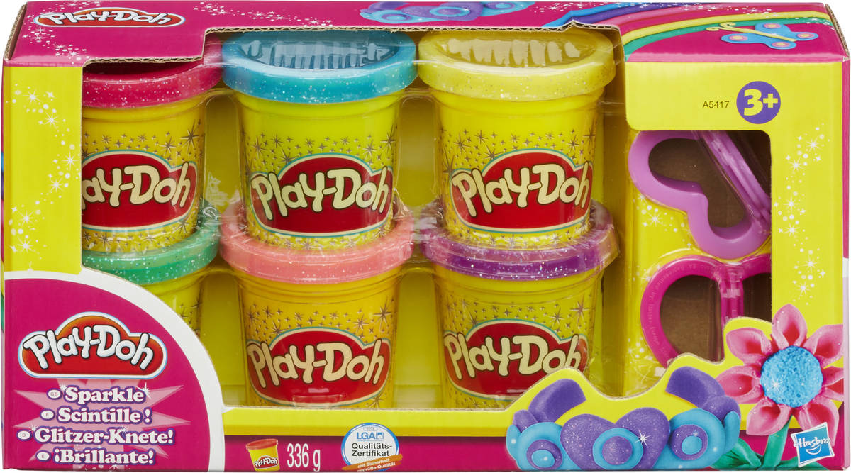 Plastilina Playdoh Pack de 6 botes brillantes edad 3 años hasbro original