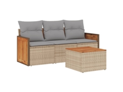 Maison Exclusive - 4 Pcs Conjunto De Sofás Para Jardim C/ Almofadões Vime Pe Bege