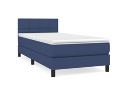 Maison Exclusive - Cama Box Spring Con Colchón Tela Azul 80x200 Cm