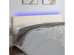 Cabecero de cama | Panel de cama con LED 200x5x78/88 cm Piel sintética color crema