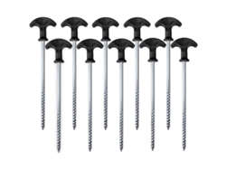 10 Clavos De Tienda De Campaña Resistentes De Acero Galvanizado Con Torno Y Mango T Negro 21cm