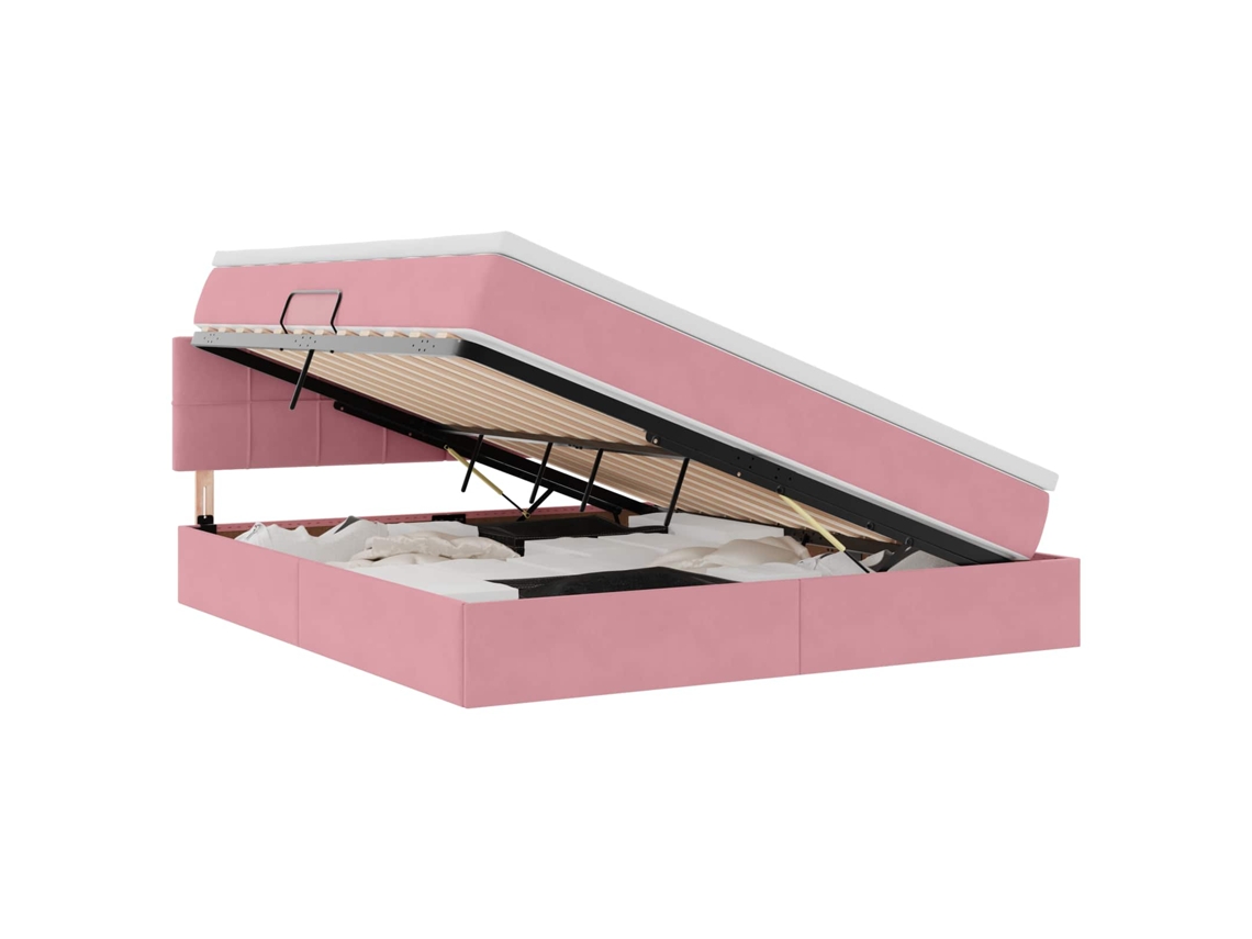 Syfax™ Cama De Almacenamiento Led Con Colchón Rosa 180 X 200 Cm