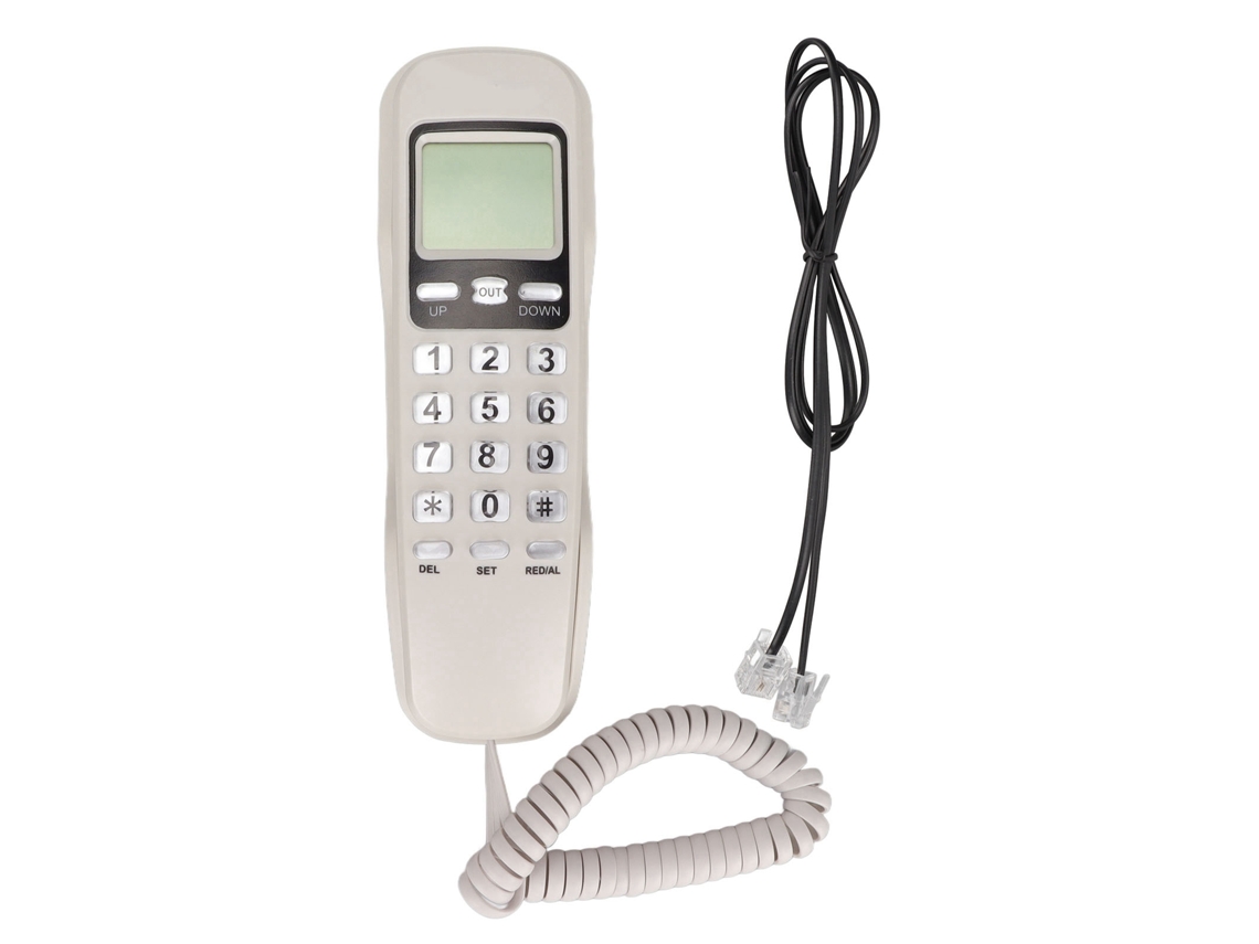 Telefone Fixo Com Fio Pequeno Display Lcd Redial Para Casa Escritório Branco