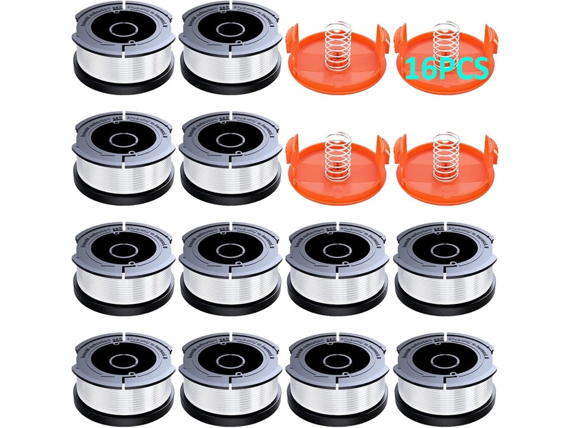 Paquete De 12 Carretes De Hilo Con 4 Tapas Para Desbrozadora Black+decker Af-100-3zp Henten Home