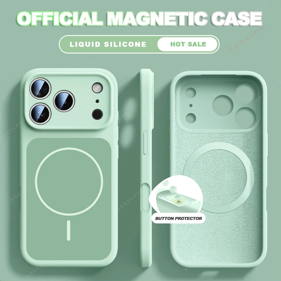 (iphone 14, Cian) Funda Magnética Magsafe De Silicona Líquida Para Teléfono, Compatible Con Iphone, Funda Suave A Prueba De Golpes.